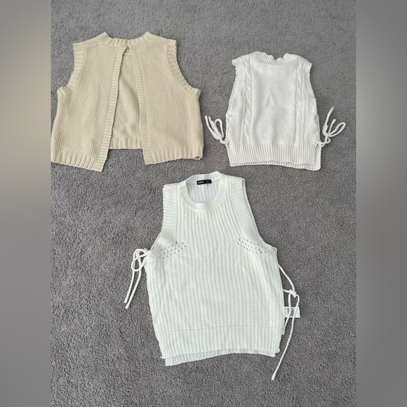 SHEIN Sweaters - SHEIN Stylish Women's Sweater Vests - Cream and White